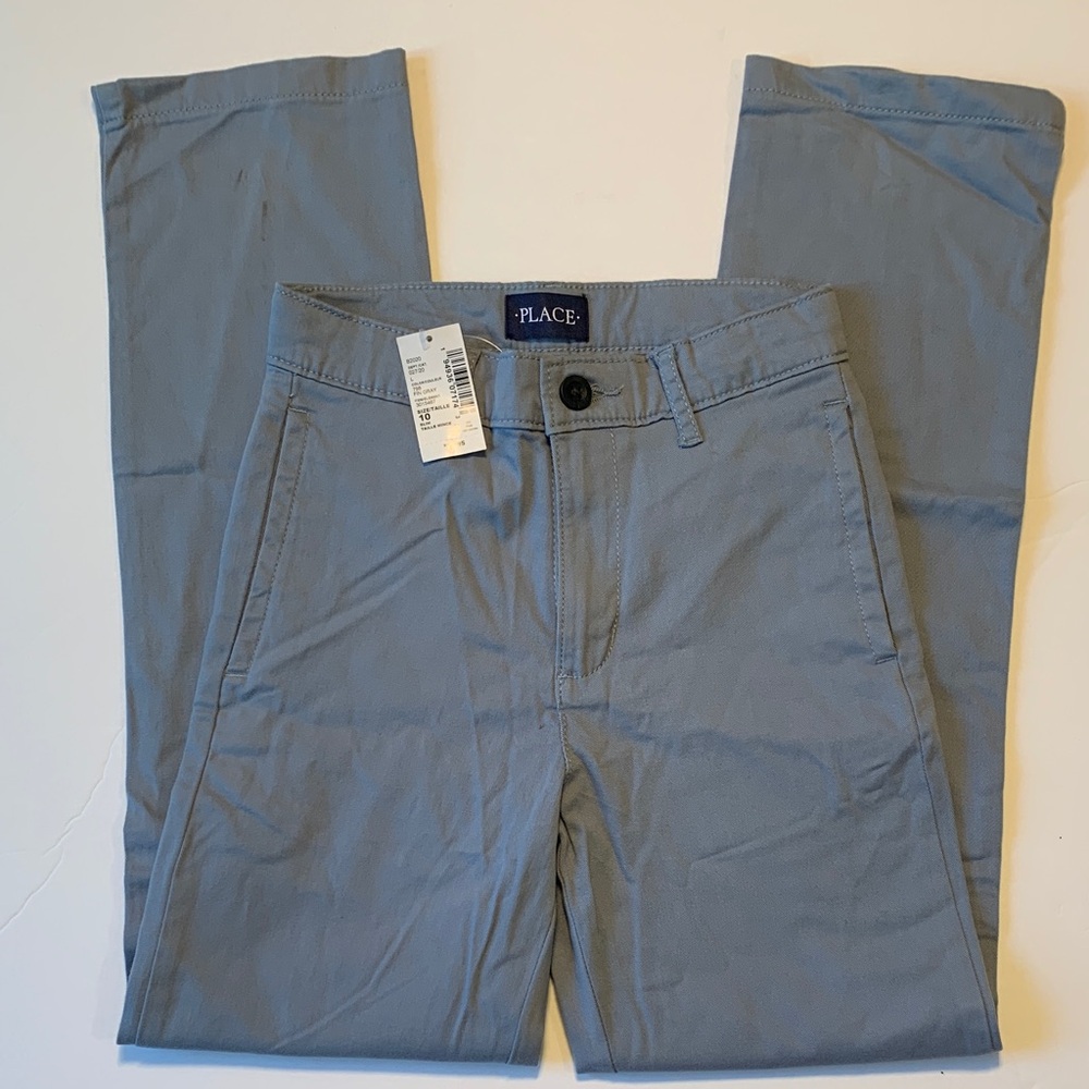 NWT The Children’s Place boys size 10 slim Light Gray Chinos